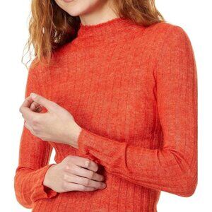 Madewell Womens Harry Sheer Ribbed Red Alpaca Long Sleeve Mockneck Sweater Small